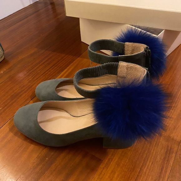 Cecelia New York Liv INK Genuine Fox Fur Block Heel Dress Pump - Picture 5 of 6